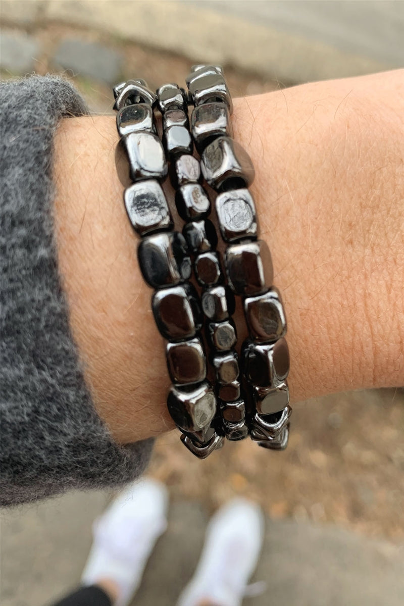 Hematite Stackable Bracelet Set