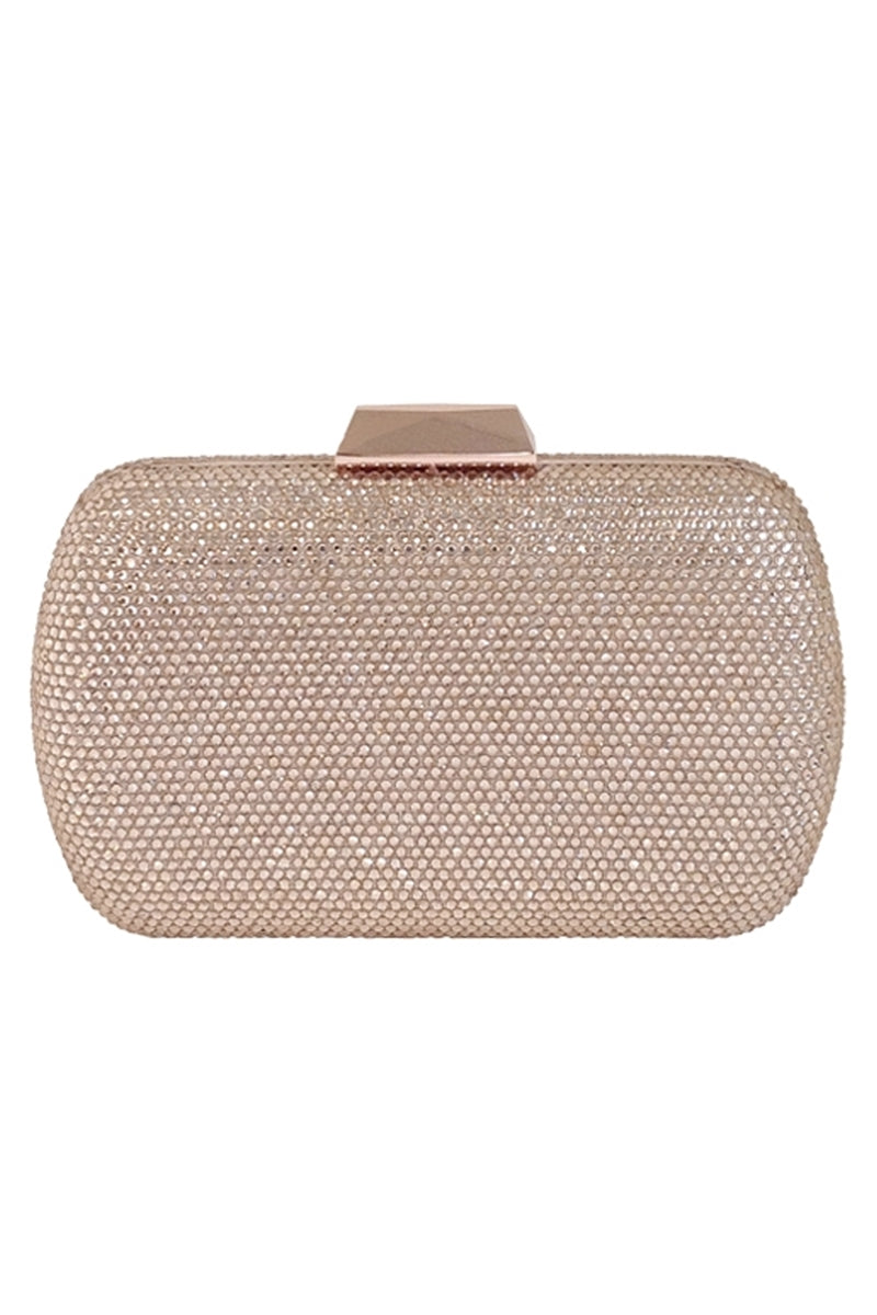 Ginger Rose Gold Pave Crystal Box Clutch