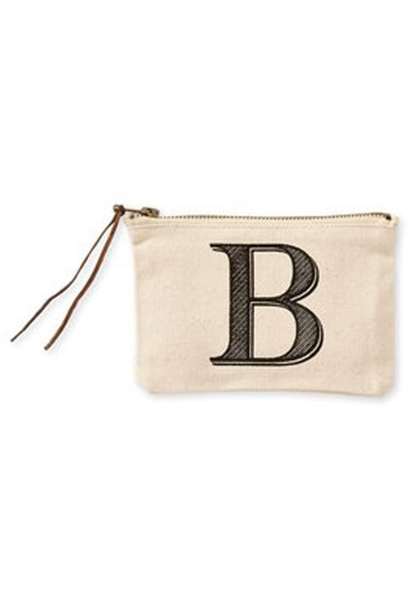 Mudpie B Initial Canvas Cosmetic Pouch