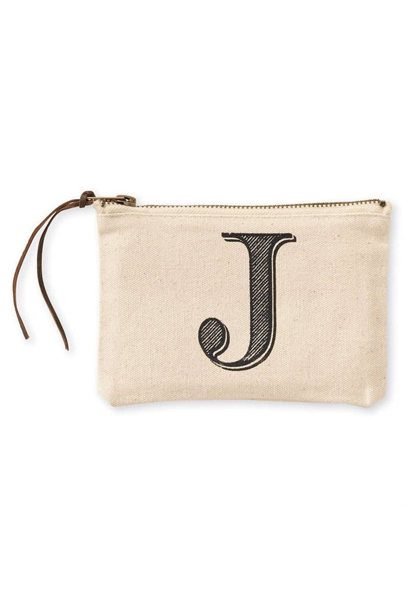 Mudpie J Initial Canvas Cosmetic Pouch