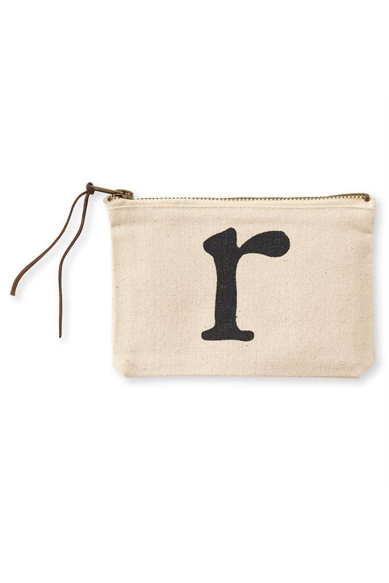 Mudpie R Initial Canvas Cosmetic Pouch