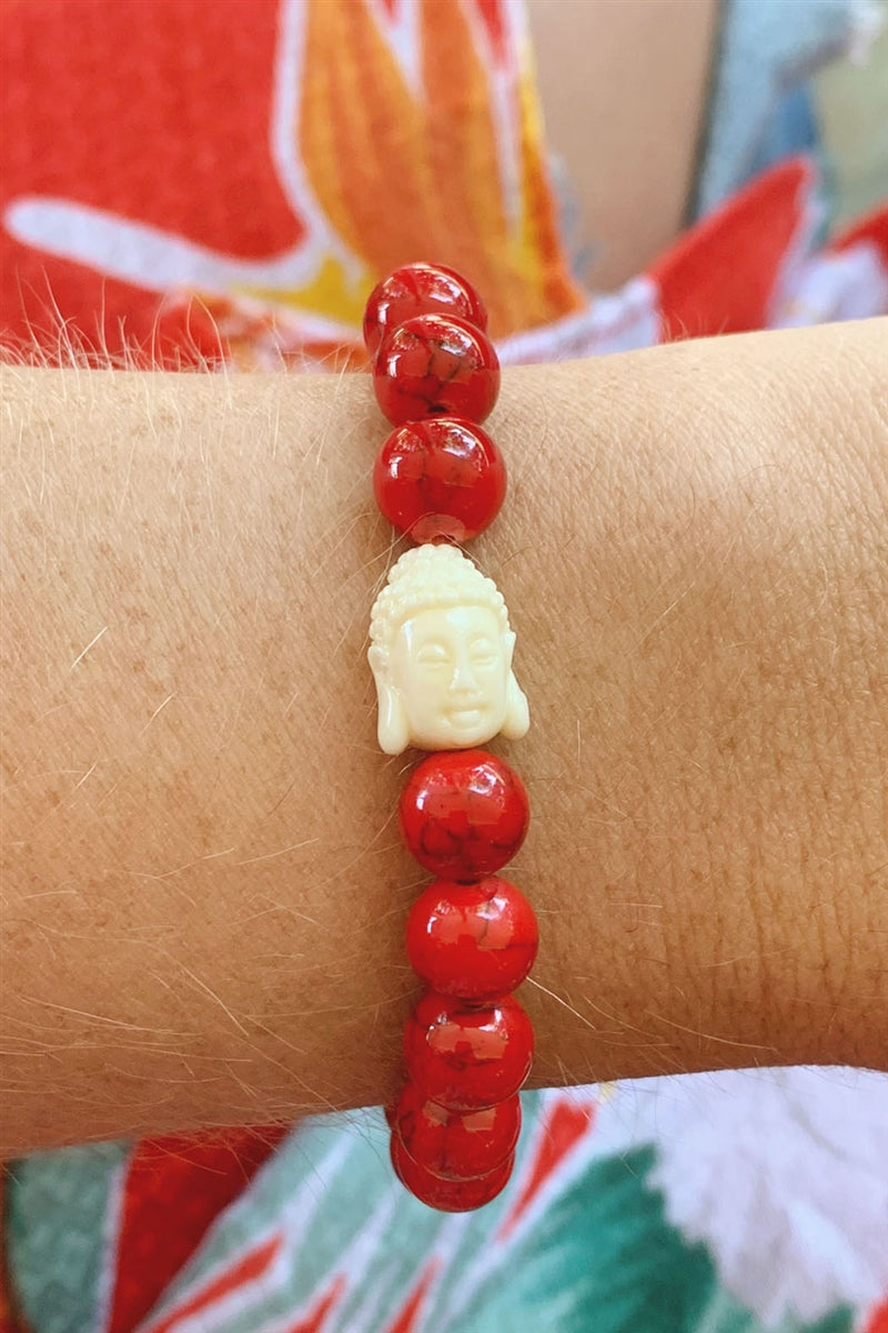 Truth Buddha Bracelet - Red Coral