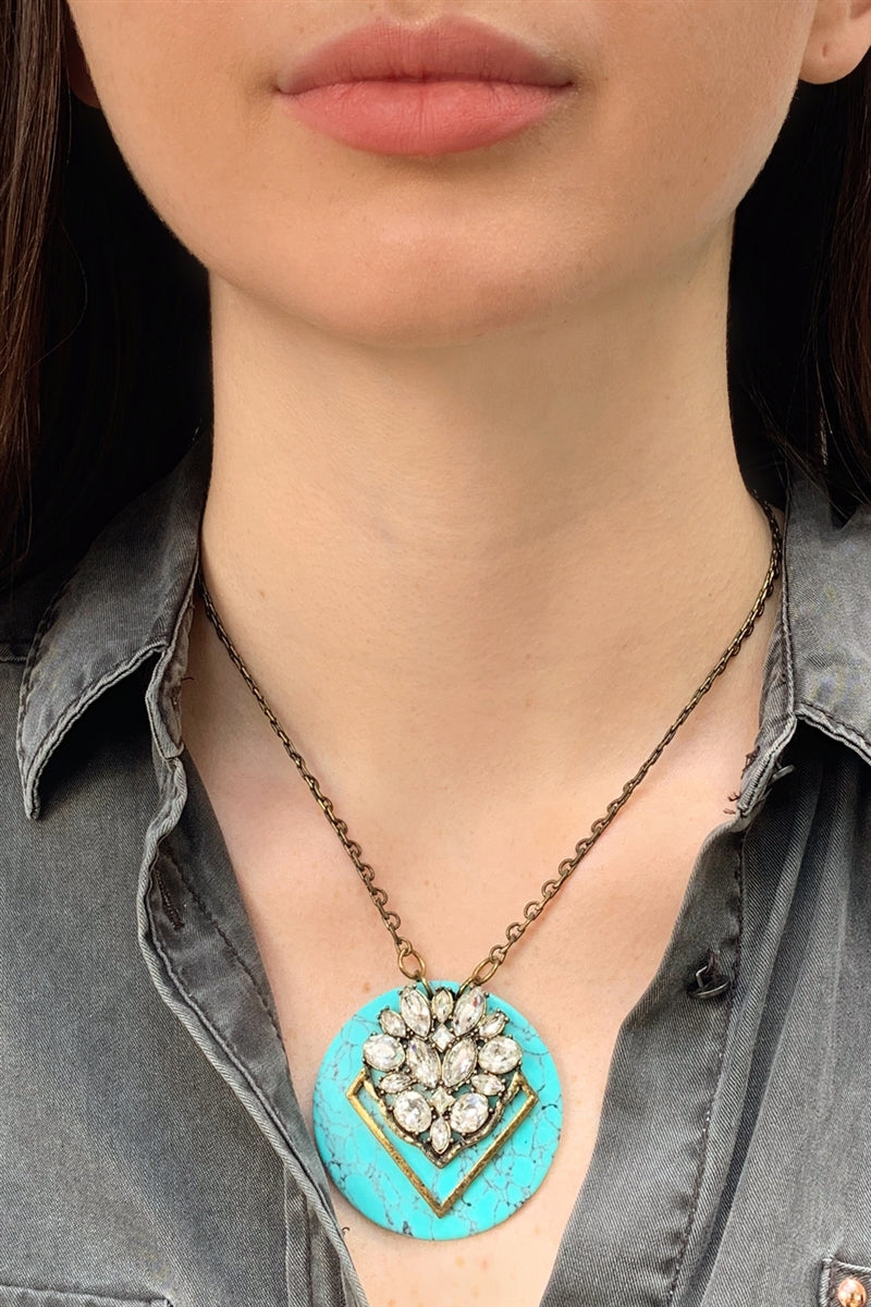 Turquoise Glam Pendant Necklace