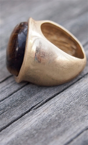 Emilie Round Semiprecious Stone Metal Ring