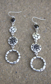 Harley Antique Silver & Jet Cobble Stone Drop Earring