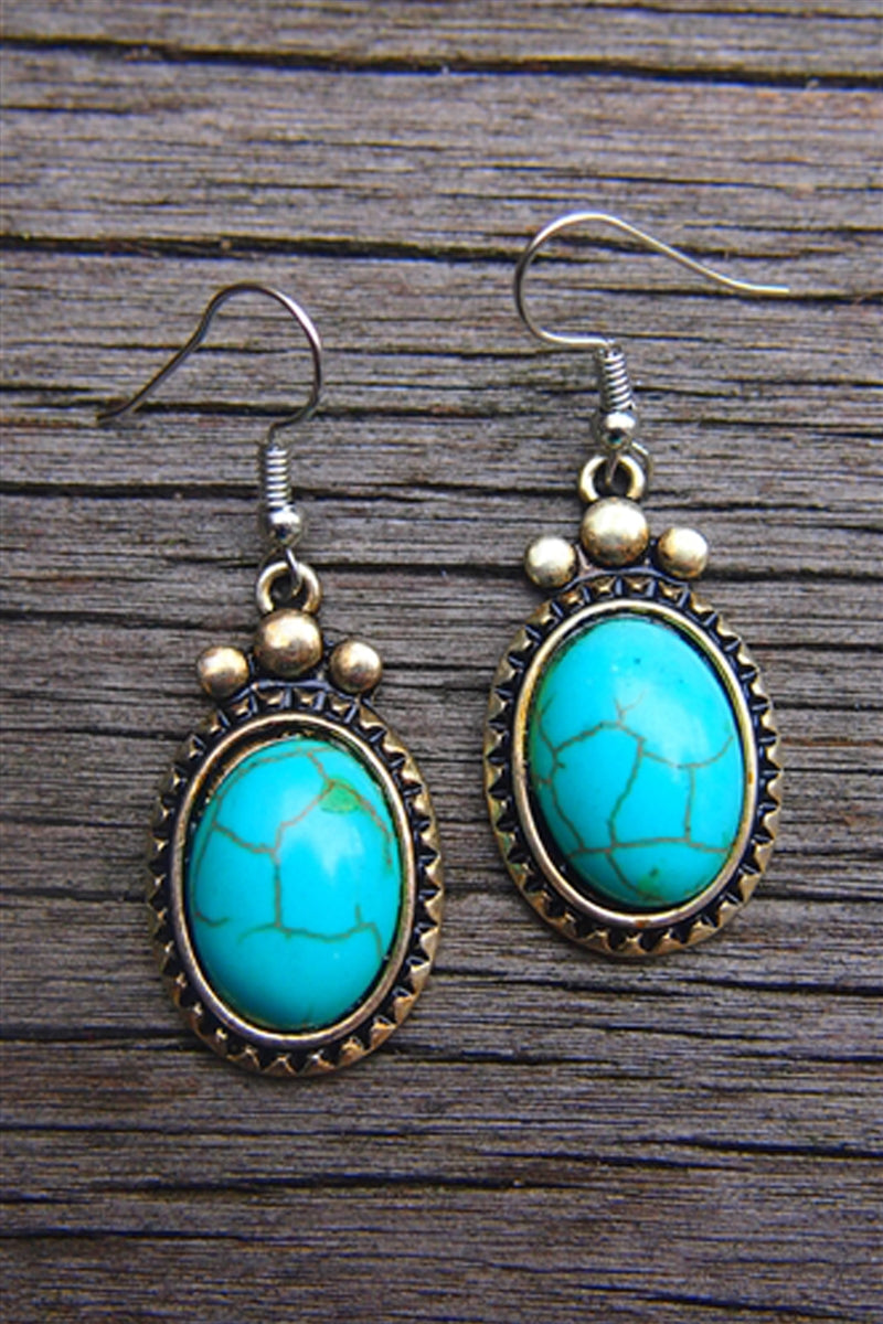 Oval Turquoise Drop Earrings