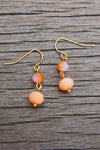 Peach & Coral Beaded Drop Earrings