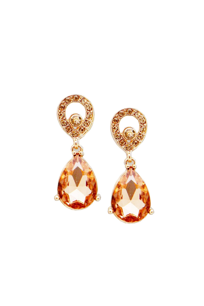 Peachy Teardrop Crystal Earrings