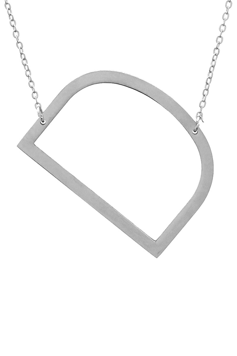 Large Silver Sideway Initial Necklace - D
