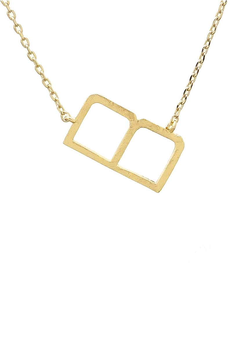 Small Gold Sideway Initial Necklace - B