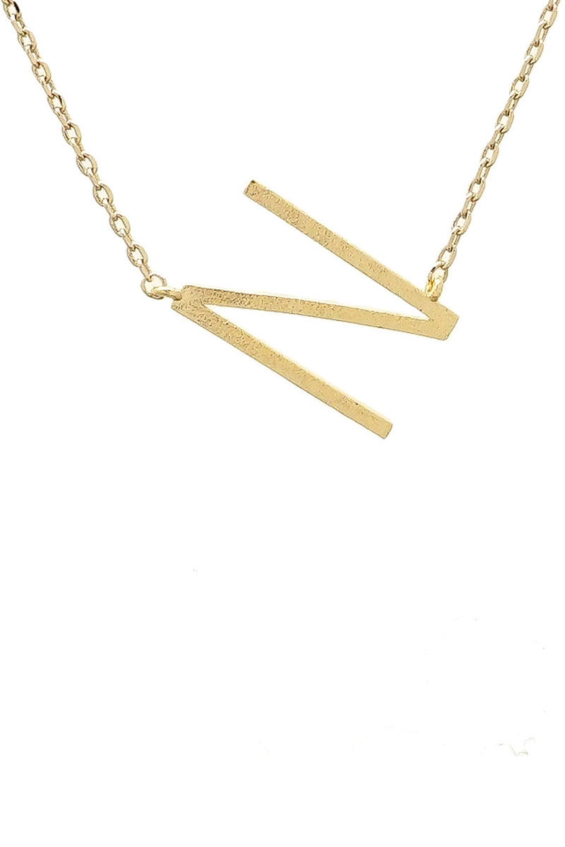 Small Gold Sideway Initial Necklace - N