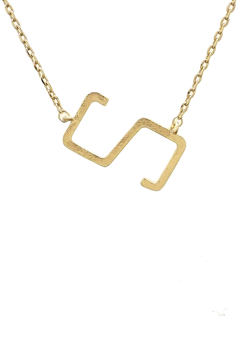 Small Gold Sideway Initial Necklace - S