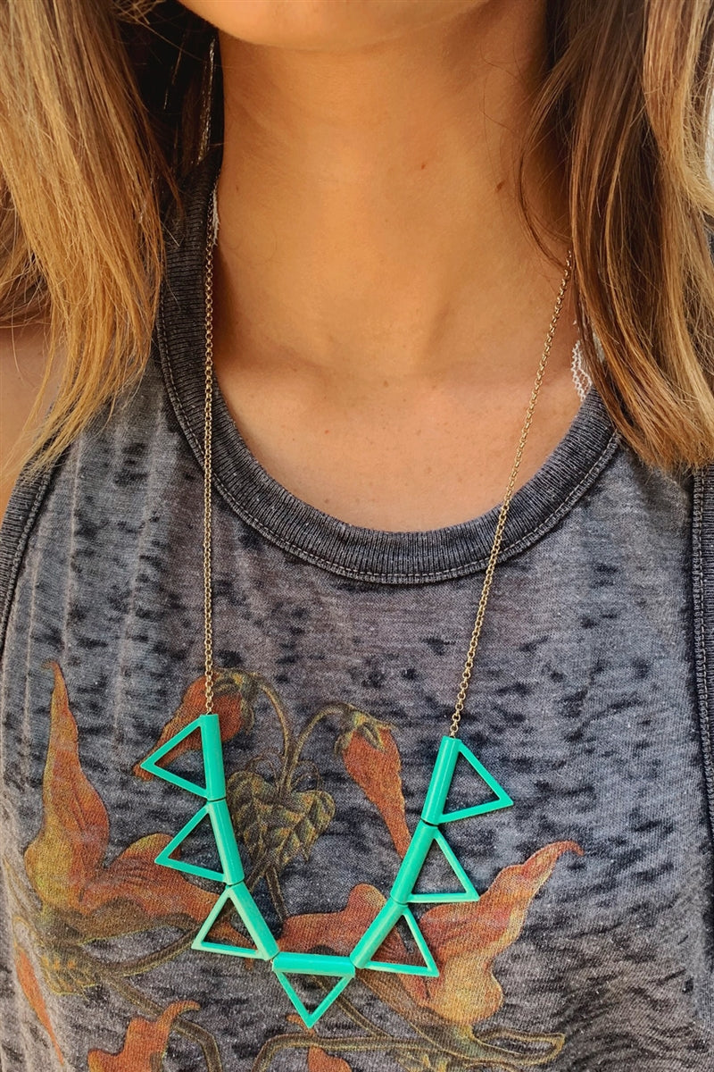 Aqua Sorbet Triangle Necklace