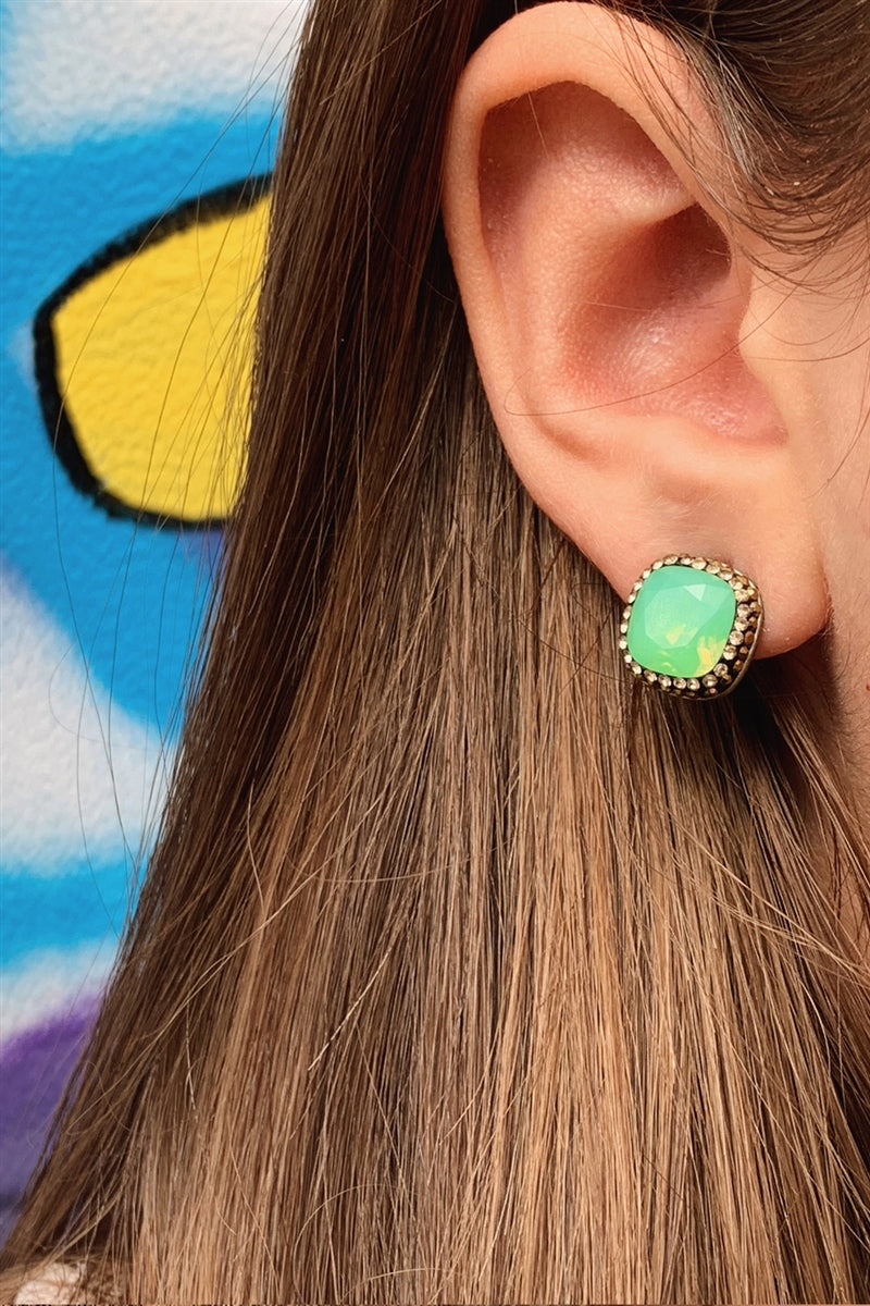 Mint Crystal Stud Earrings