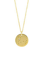 Zodiac Constellation Gold Coin Pendant Necklace - Pisces