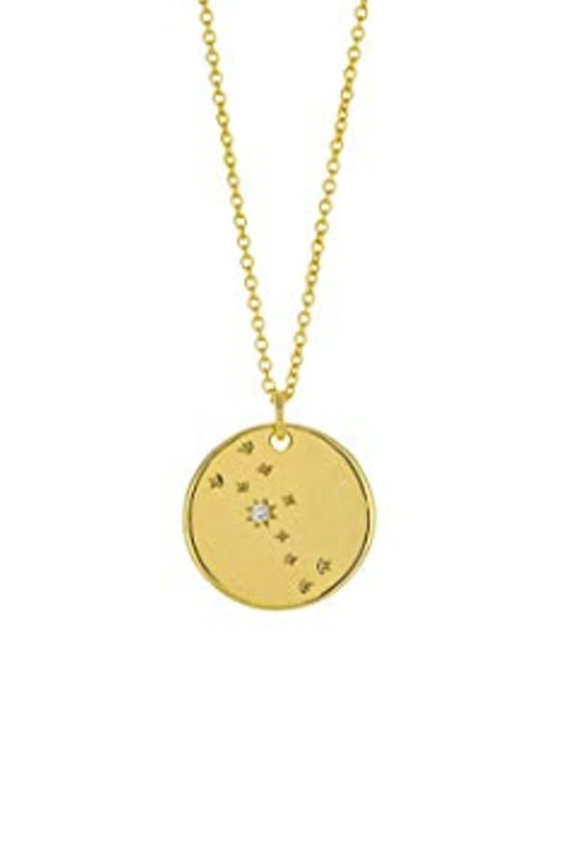 Zodiac Constellation Gold Coin Pendant Necklace - Taurus