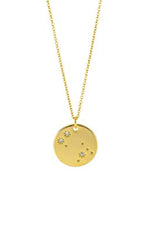 Zodiac Constellation Gold Coin Pendant Necklace - Gemini
