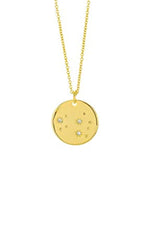 Zodiac Constellation Gold Coin Pendant Necklace - Cancer