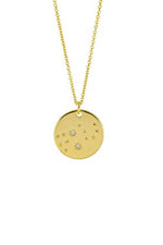 Zodiac Constellation Gold Coin Pendant Necklace - Virgo