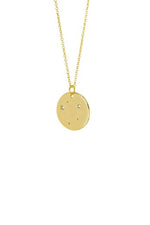 Zodiac Constellation Gold Coin Pendant Necklace - Libra