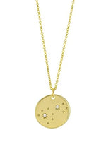 Zodiac Constellation Gold Coin Pendant Necklace - Scorpio