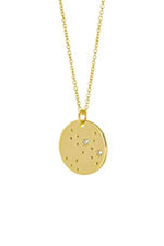 Zodiac Constellation Gold Coin Pendant Necklace - Sagittarius