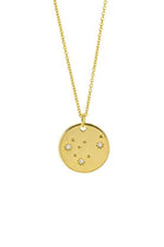 Zodiac Constellation Gold Coin Pendant Necklace - Capricorn