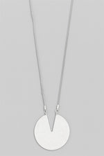 Silver Disc Long Pendant Necklace