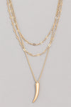 Layered Gold Horn Pendant Necklace