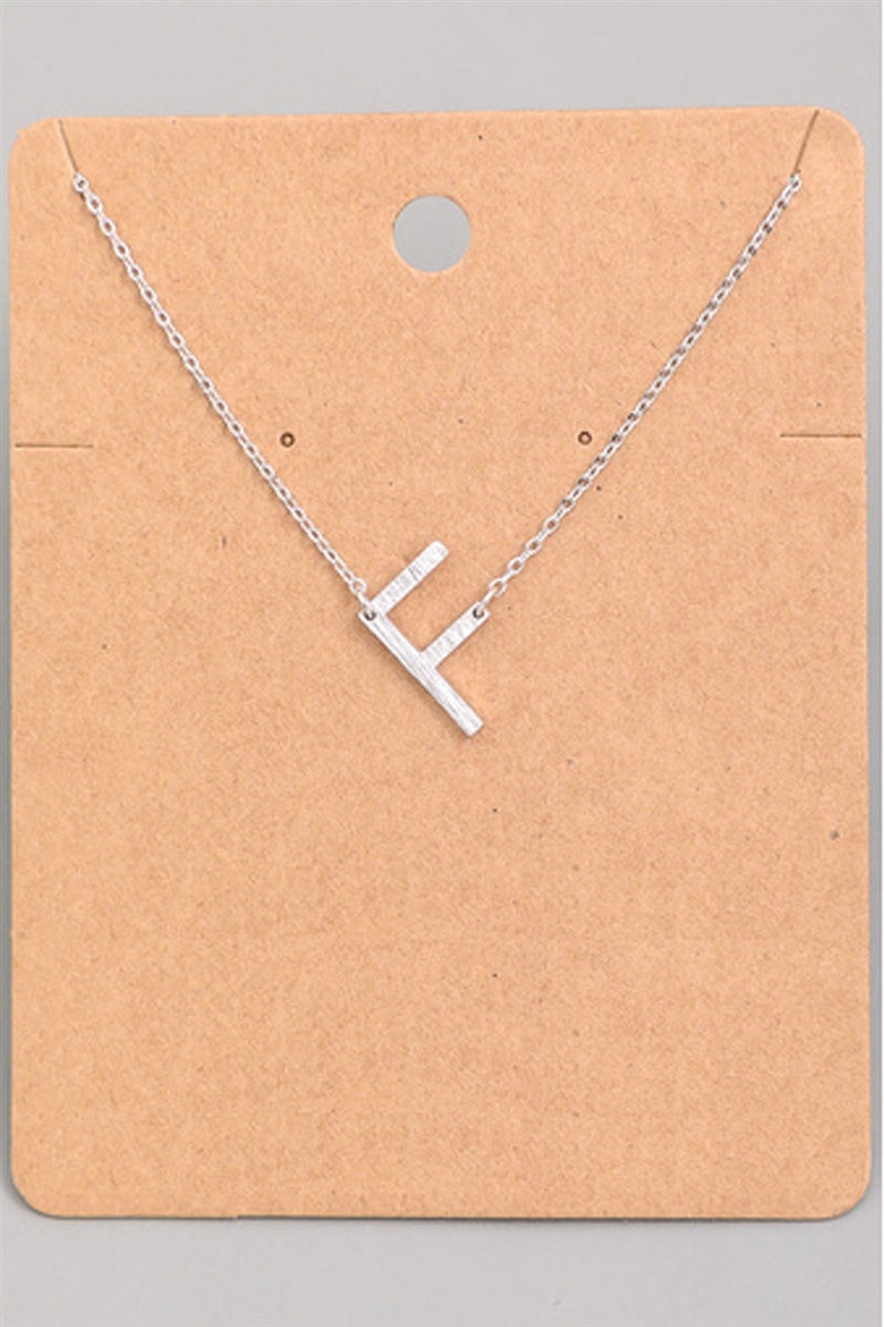 Small Sideways Initial Necklace - F