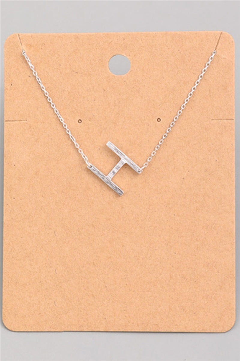Small Sideways Initial Necklace - H