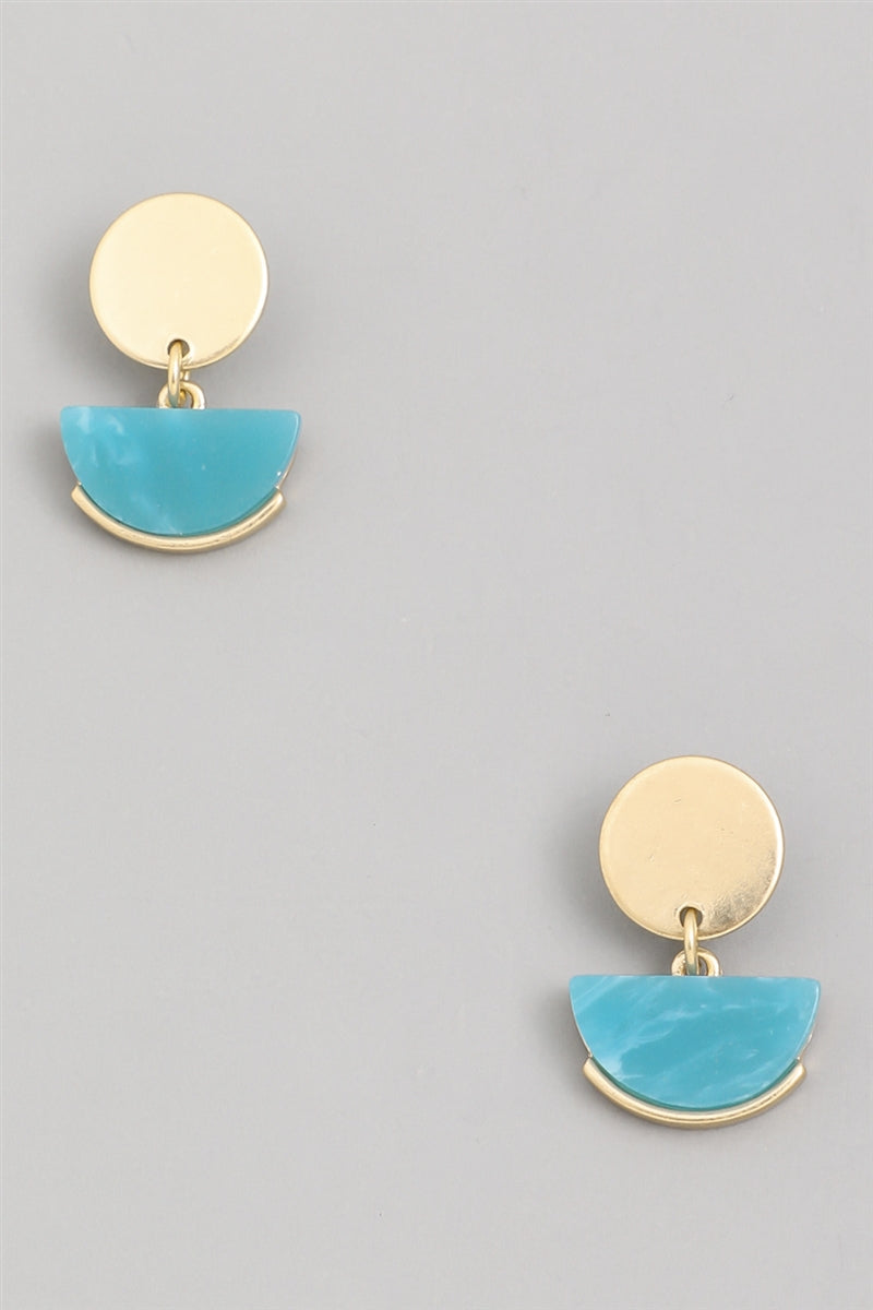 Turquoise Semi Circle Drop Earrings