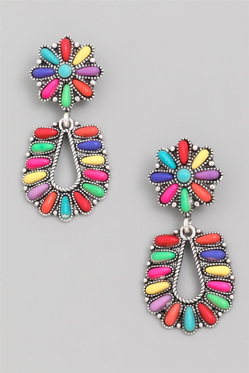 Rainbow Floral Statement Earrings