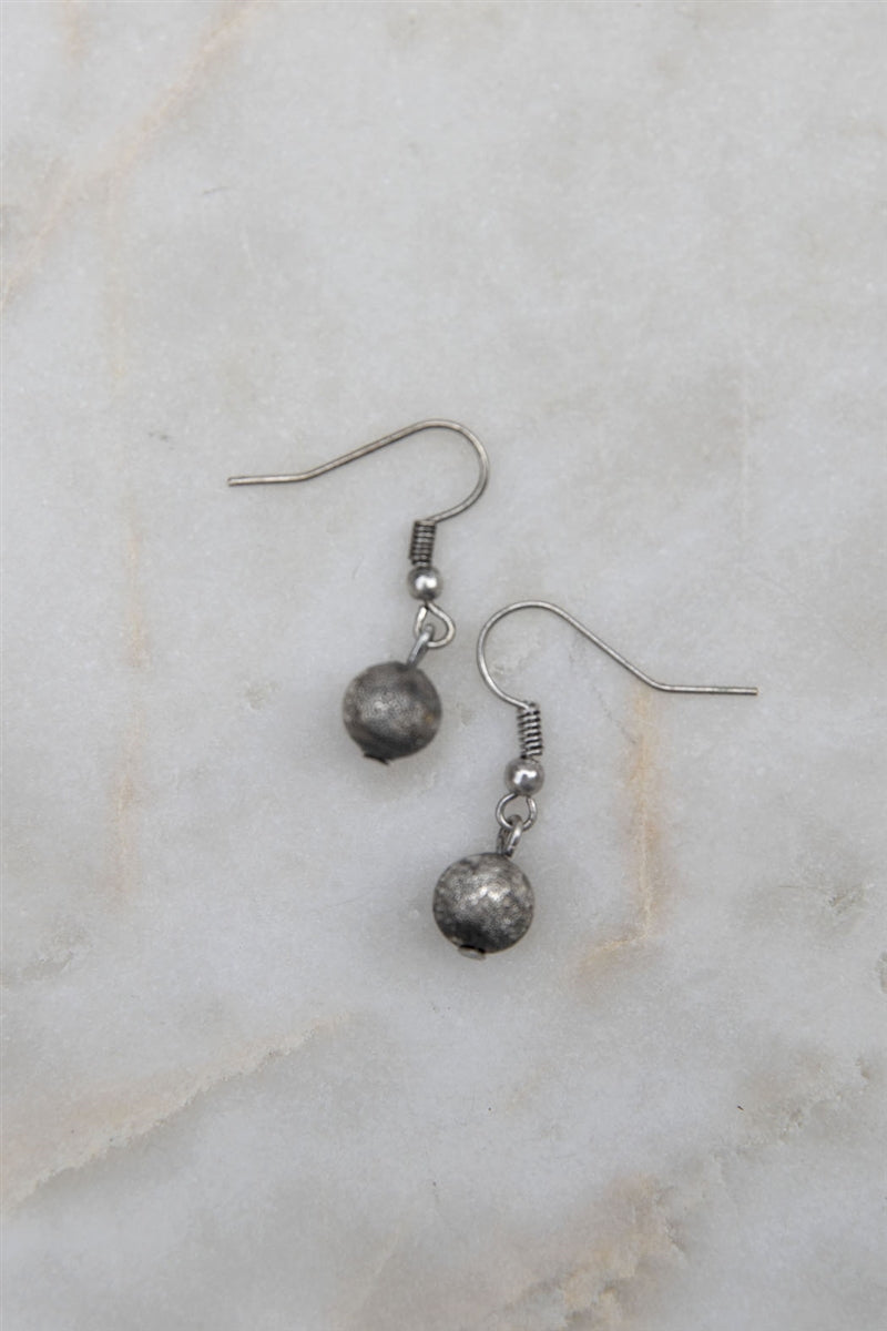 Tiny Silver Ball Drop Earrings
