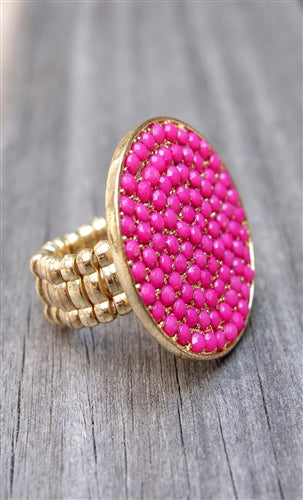 Fuchsia Candy Coated Beaded Round Ring