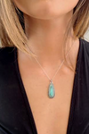 Studded Elongated Teardrop Turquoise Pendant Necklace