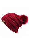 CC Cable Knit Pom Beanie - Red