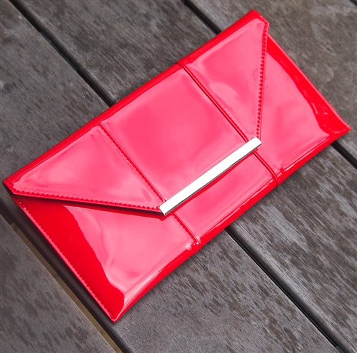 La Bamba Red Patent Leather Envelope Clutch