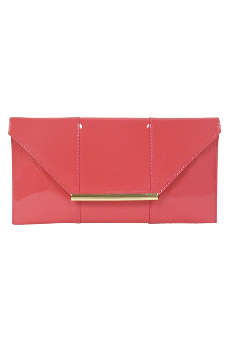 Coral Patent Leather Clutch