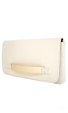 Ivory Leather Envelope Clutch