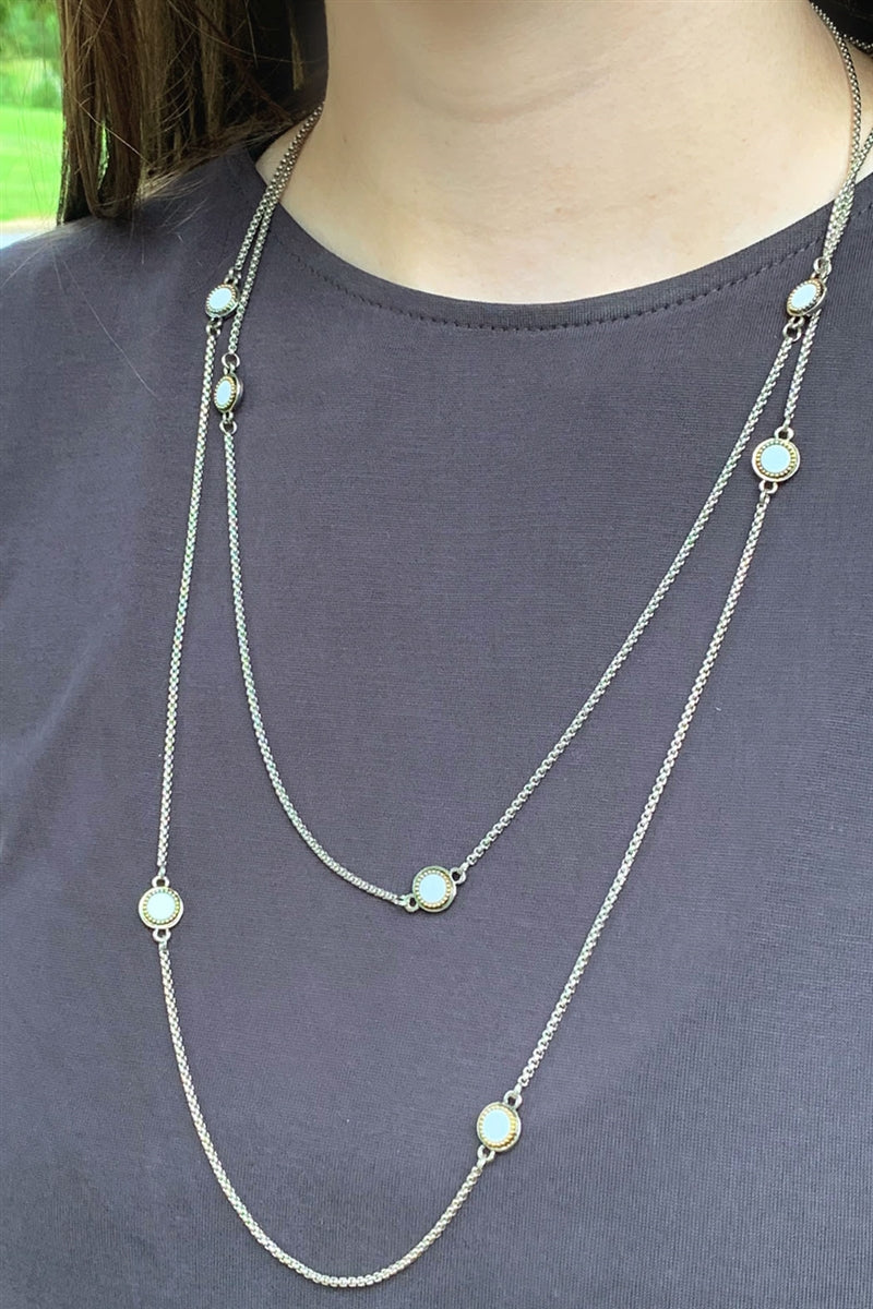 Long Opal Station Necklace