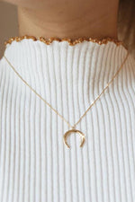Over The Moon Crescent Pendant Necklace