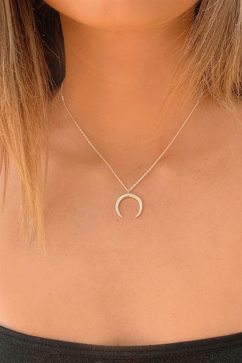 Over The Moon Crescent Pendant Necklace