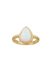 White Opal Teardrop Ring