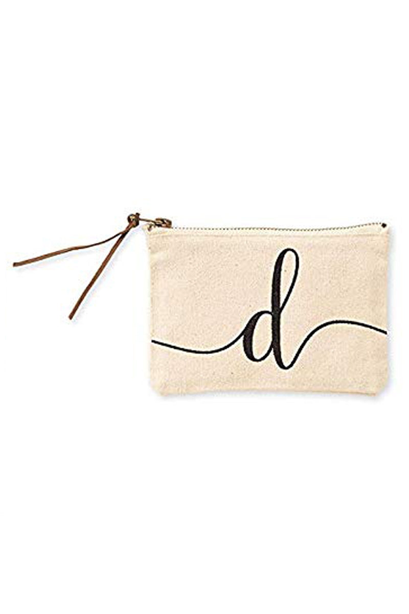 Mudpie D Initial Canvas Cosmetic Pouch
