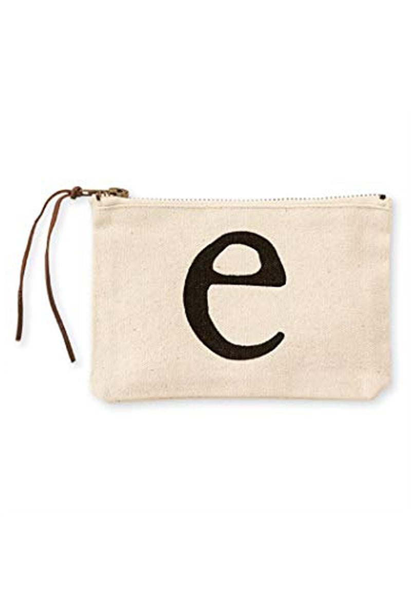 Mudpie E Initial Canvas Cosmetic Pouch