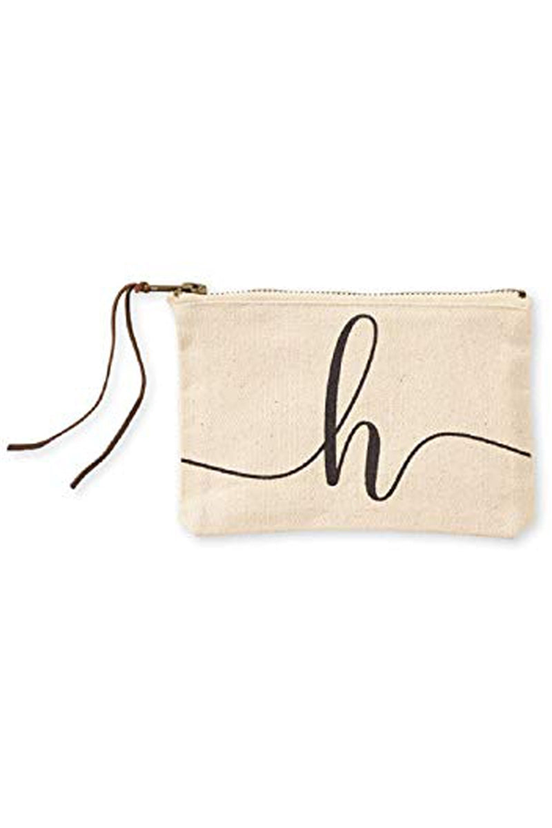 Mudpie H Initial Canvas Cosmetic Pouch
