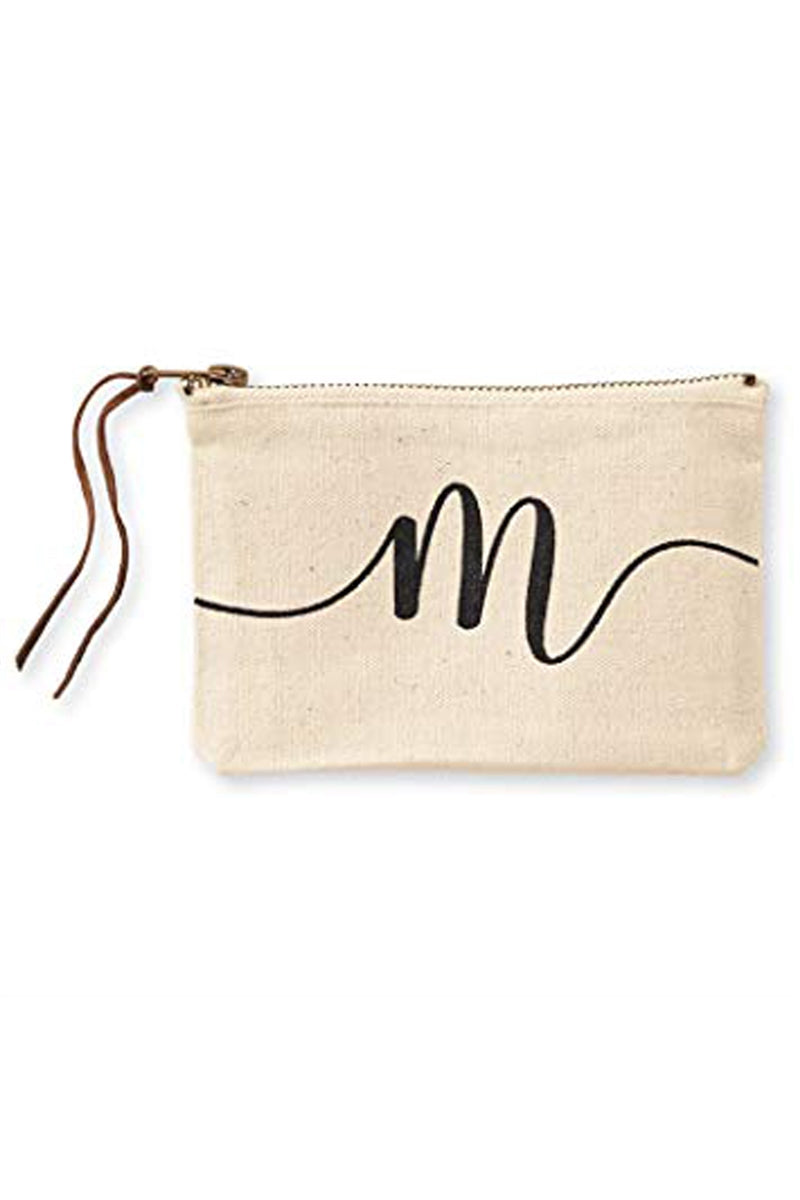 Mudpie M Initial Canvas Cosmetic Pouch