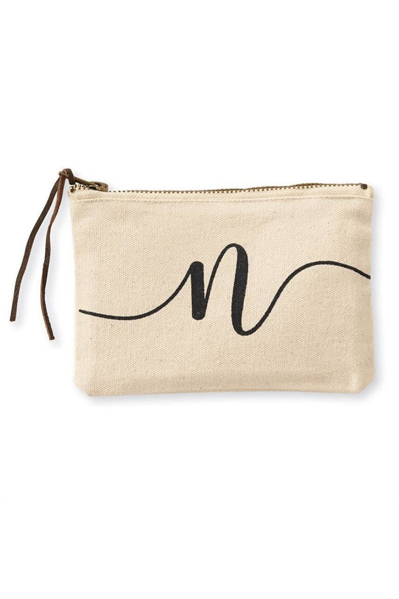 Mudpie N Initial Canvas Cosmetic Pouch