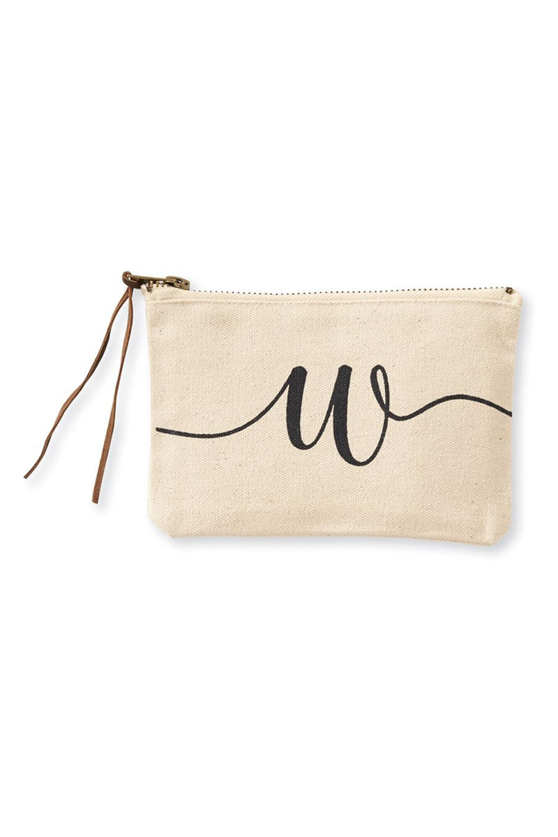Mudpie W Initial Canvas Cosmetic Pouch